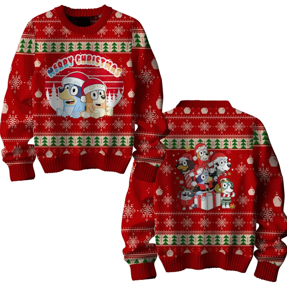 Bluey Bingo Bandit and Friends Christmas Ugly Sweater | Holiday Family Jumper – Narides