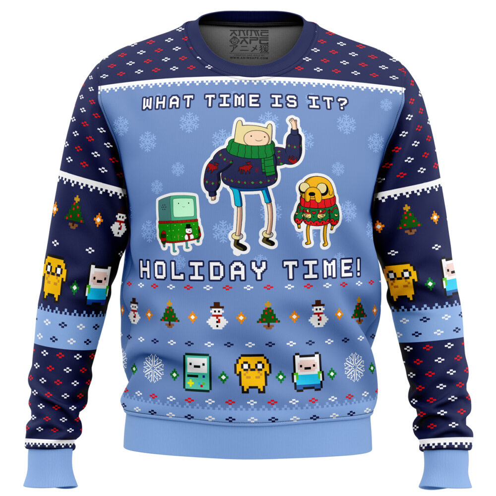 Adventure Time Christmas Time Ugly Christmas Sweater - Holiday Jumper Sweatshirt - Narides