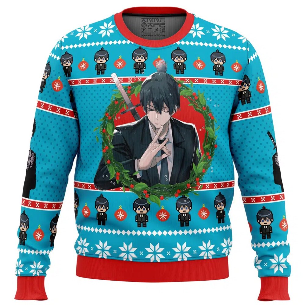 Aki Chainsaw Man Ugly Christmas Sweater - Holiday Jumper Sweatshirt - Narides