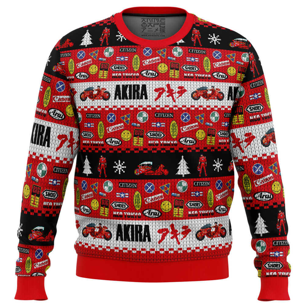 Akira Bike Decals Ugly Christmas Sweater - Holiday Jumper Sweatshirt - Narides