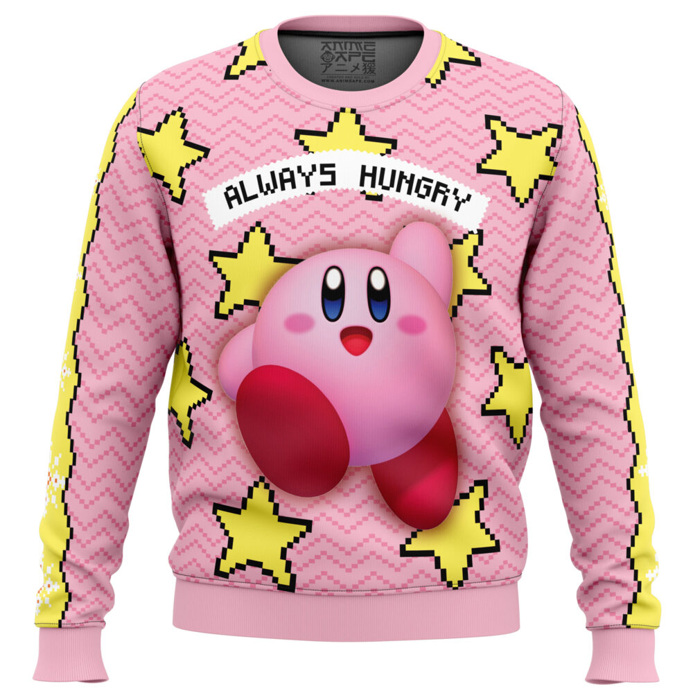 Always Hungry Kirby Ugly Christmas Sweater - Holiday Jumper Sweatshirt - Narides