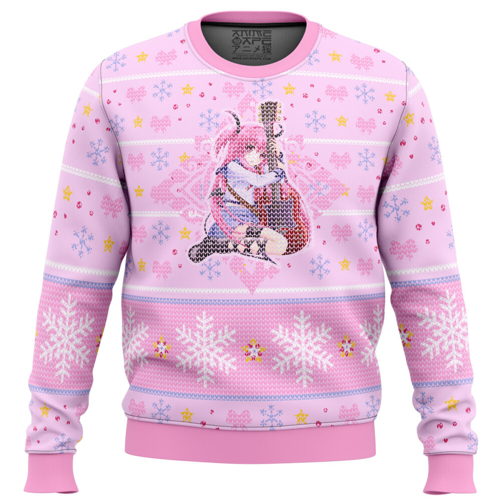 Angel Beats Yui Loves Guitar Ugly Christmas Sweater - Holiday Jumper Sweatshirt - Narides