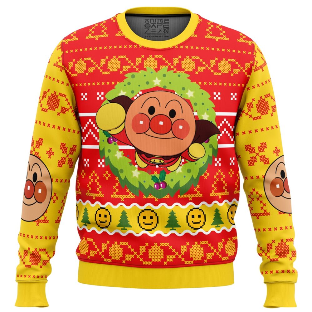 Anpanman Ugly Christmas Sweater - Holiday Jumper Sweatshirt - Narides