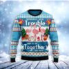 Apparently Were Trouble When We Are Together Who Knew Flamingo Christmas Ugly Sweater - Narides