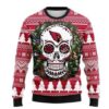 Arizona Cardinals Skull Flower Christmas Ugly Sweater - Narides