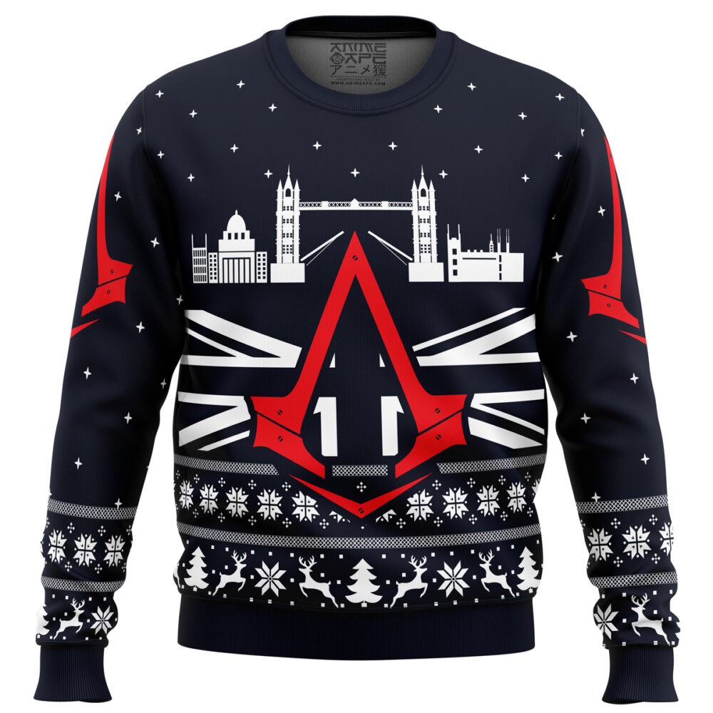 Assassins Creed London Bridge Ugly Christmas Sweater - Holiday Jumper Sweatshirt - Narides