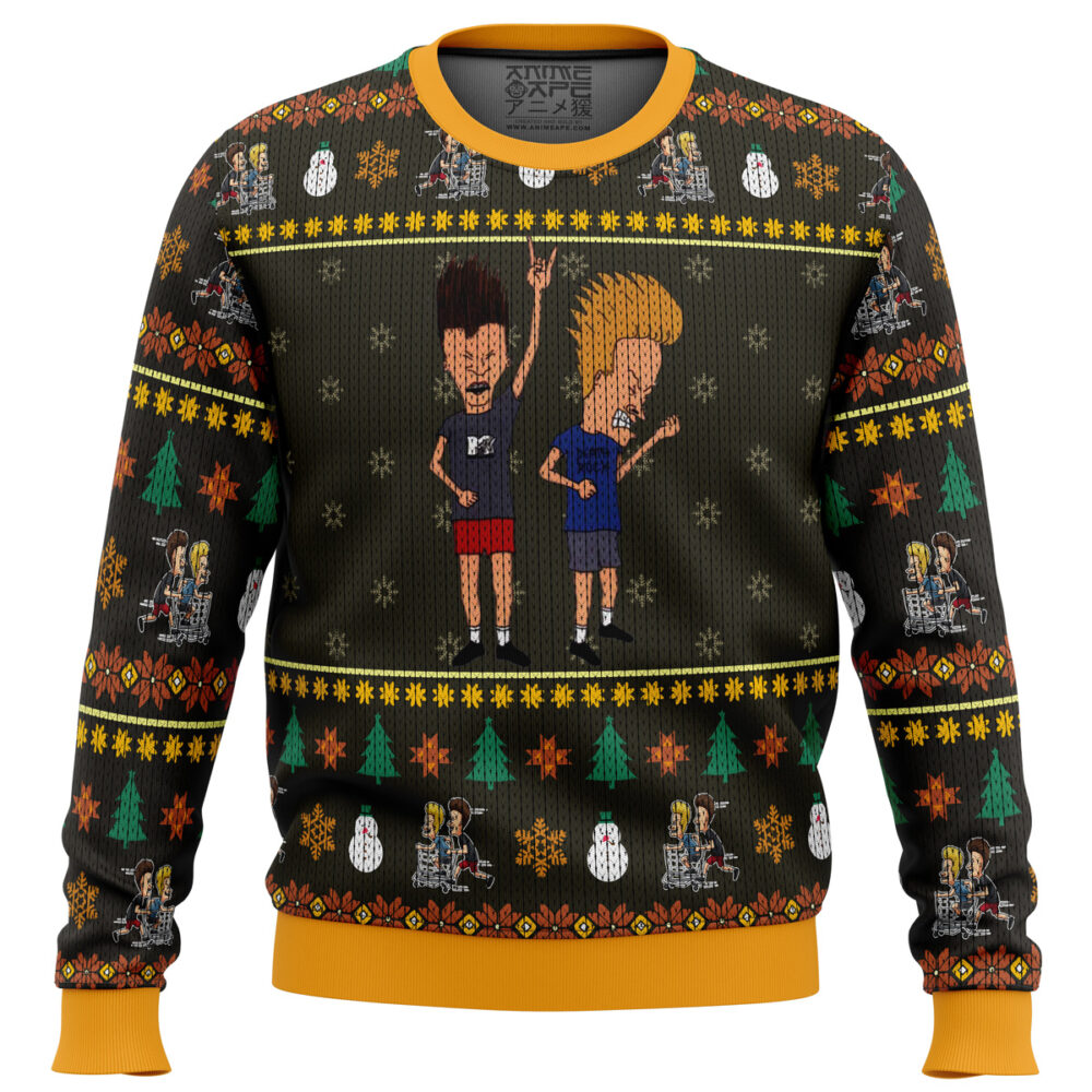 Beavis and Butthead Rock On Ugly Christmas Sweater - Holiday Jumper Sweatshirt - Narides