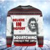 Believe In Bigfoot Squat Ching Through The Snow Christmas Limited Ugly Sweater - Narides