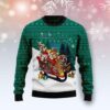 Bulldog Sleigh Drive Christmas Awesome Ugly Sweater - Narides