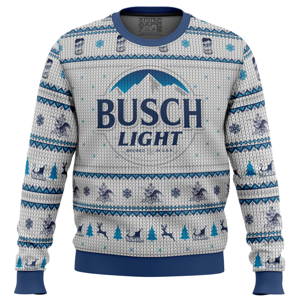 Busch Light Ugly Christmas Sweater - Holiday Jumper Sweatshirt - Narides