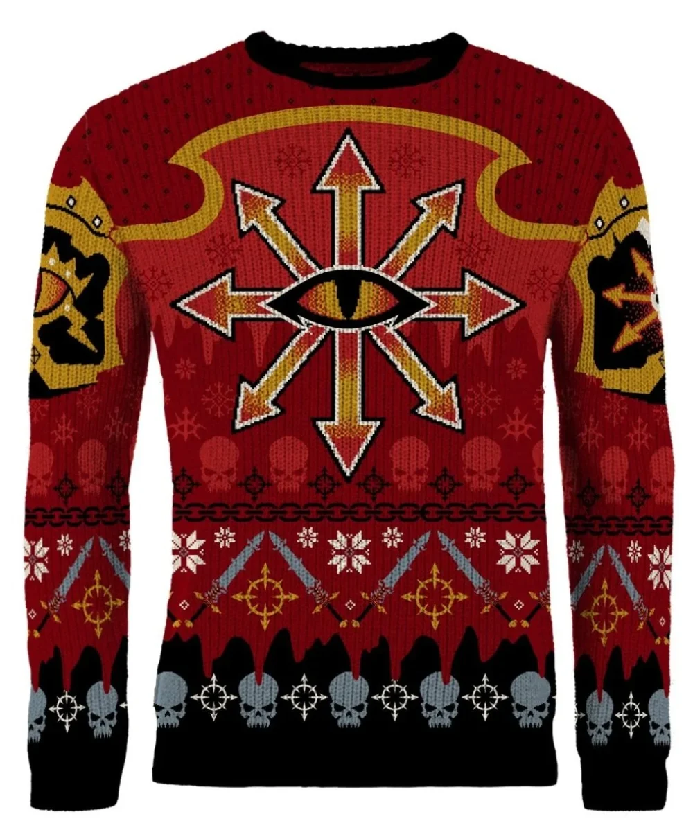 Warhammer 40k Chaos Reigns Khorne Ugly Christmas Sweater | Holiday Jumper – Narides