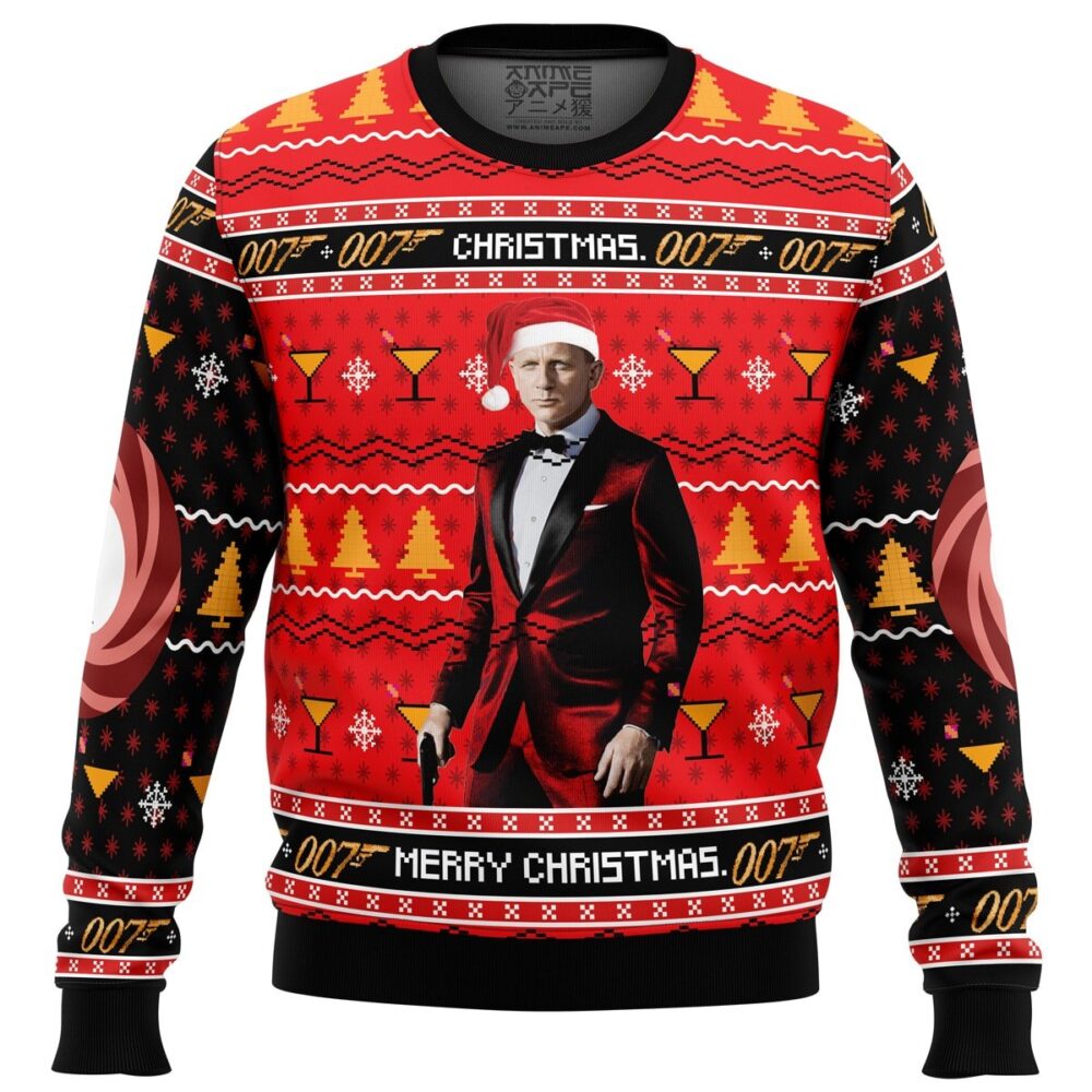 Christmas, Merry Christmas 007 James Bond Ugly Christmas Sweater - Holiday Jumper Sweatshirt - Narides