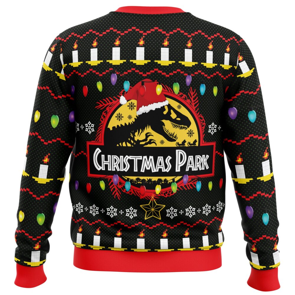 Christmas Park Jurassic Park Ugly Christmas Sweater - Holiday Jumper Sweatshirt - Narides