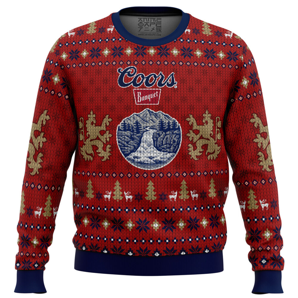 Coors Banquet Ugly Christmas Sweater - Holiday Jumper Sweatshirt - Narides