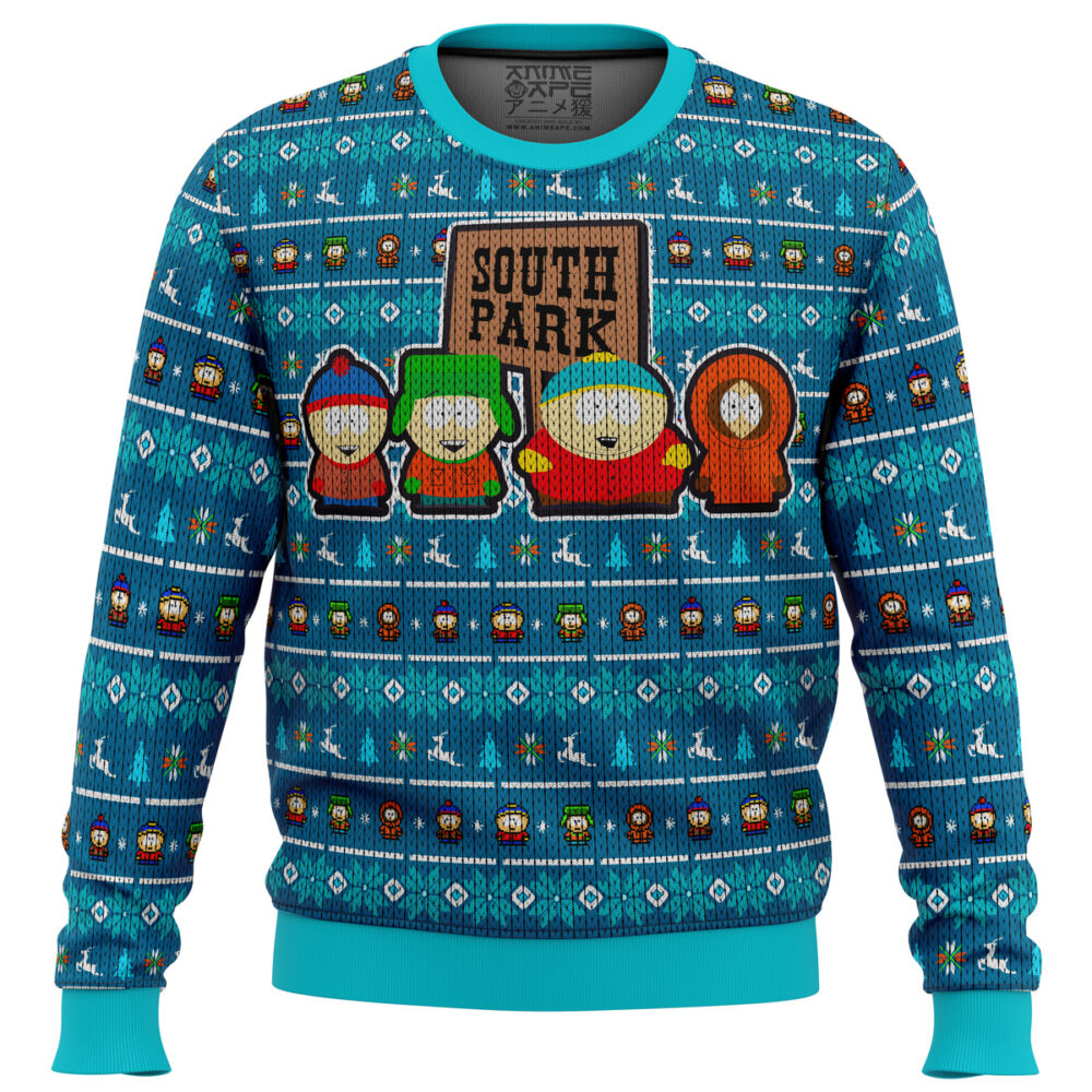 Crazy Main Characters South Park Ugly Christmas Sweater - Holiday Jumper Sweatshirt - Narides