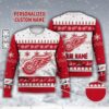 Custom Name Detroit Red Wings Ice Hockey Christmas Awesome Ugly Sweater - Narides