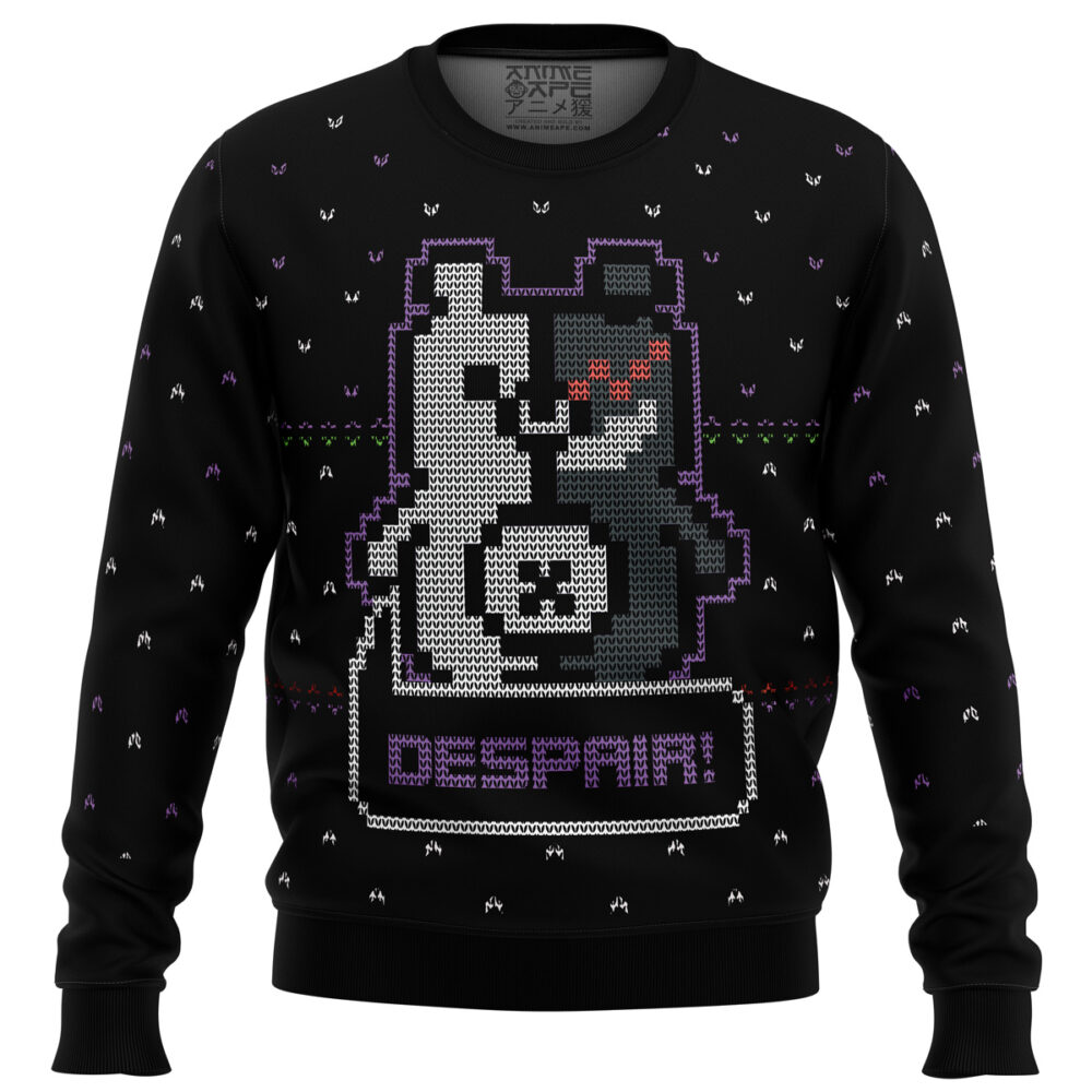 Danganronpa Monokuma Despair Ugly Christmas Sweater - Holiday Jumper Sweatshirt - Narides