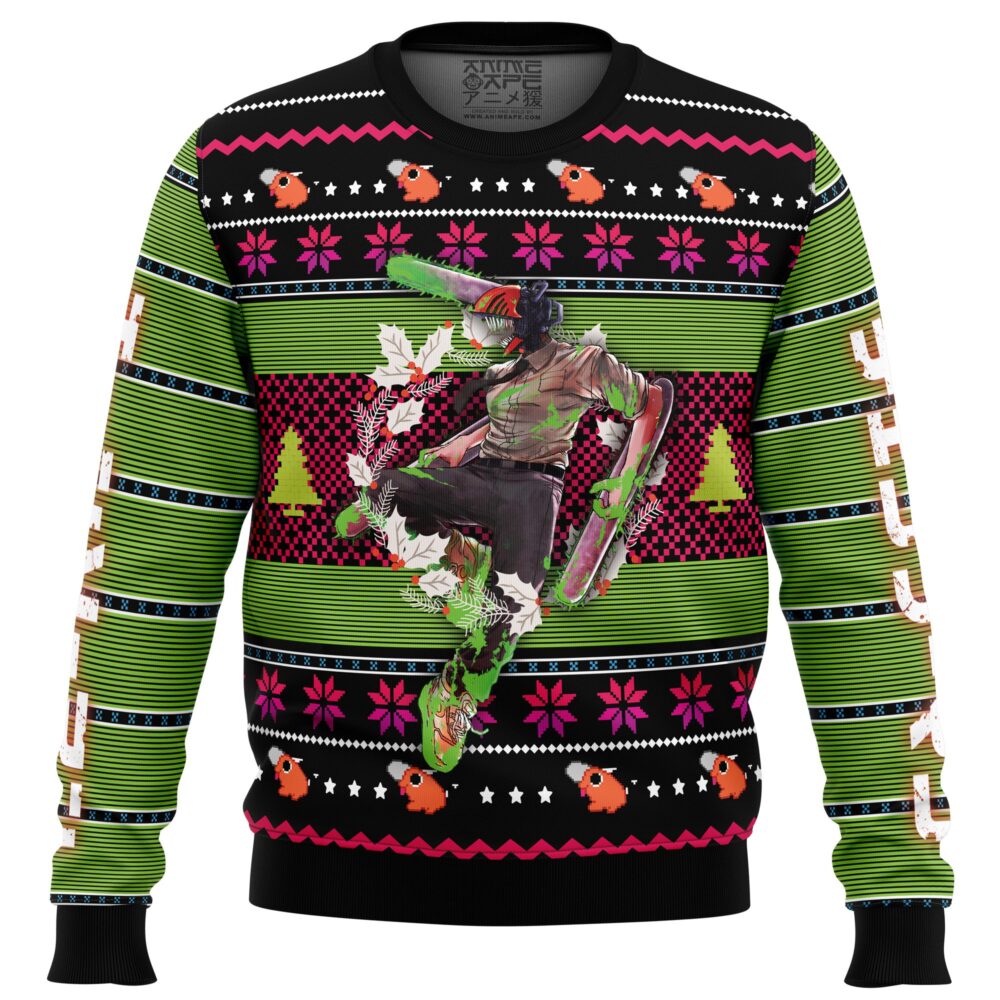 Denji Chainsaw Man Ugly Christmas Sweater - Holiday Jumper Sweatshirt - Narides