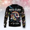 Dinosaur Unicorn Ride Hard Christmas Ugly Sweater - Narides