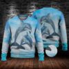 Dolphin Ocean Blue Sky Christmas Limited Ugly Sweater - Narides