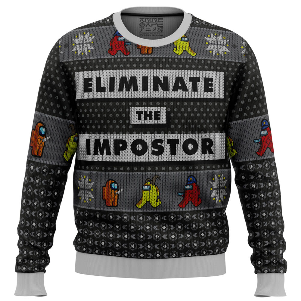 Eliminate the Impostor Among Us Ugly Christmas Sweater - Holiday Jumper Sweatshirt - Narides