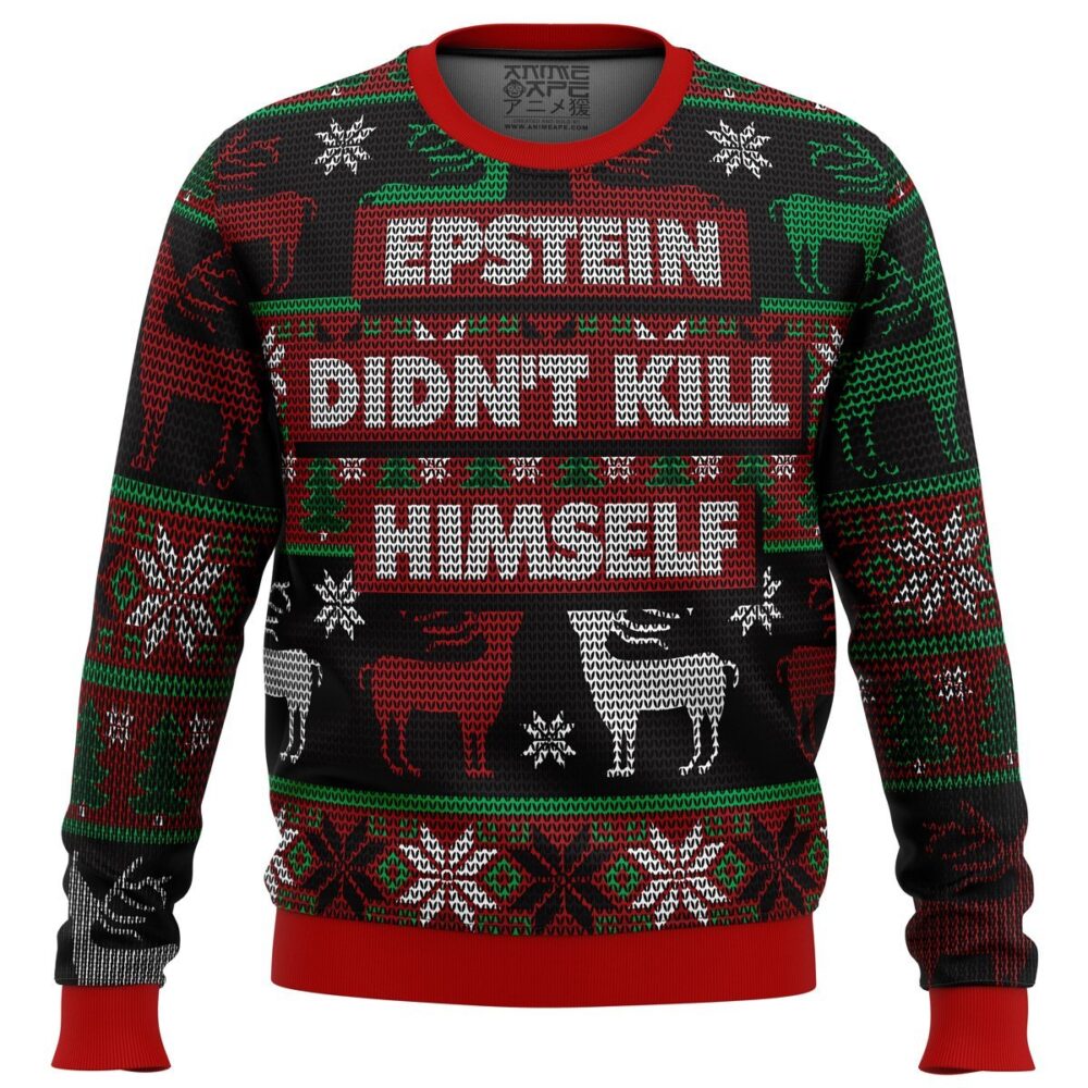 Epstein Ugly Christmas Sweater - Funny Holiday Jumper Sweatshirt - Narides