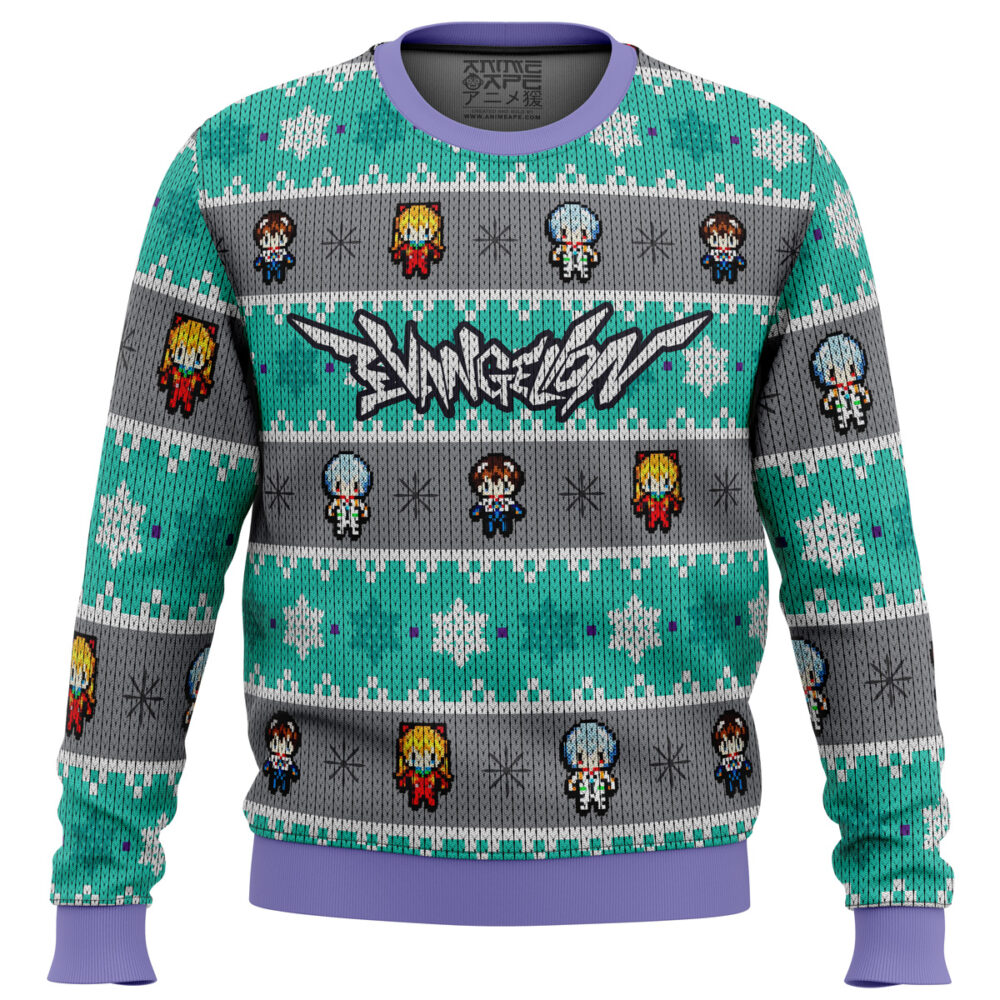 Evangelion Units Neon Genesis Evangelion Ugly Christmas Sweater - Holiday Jumper Sweatshirt - Narides