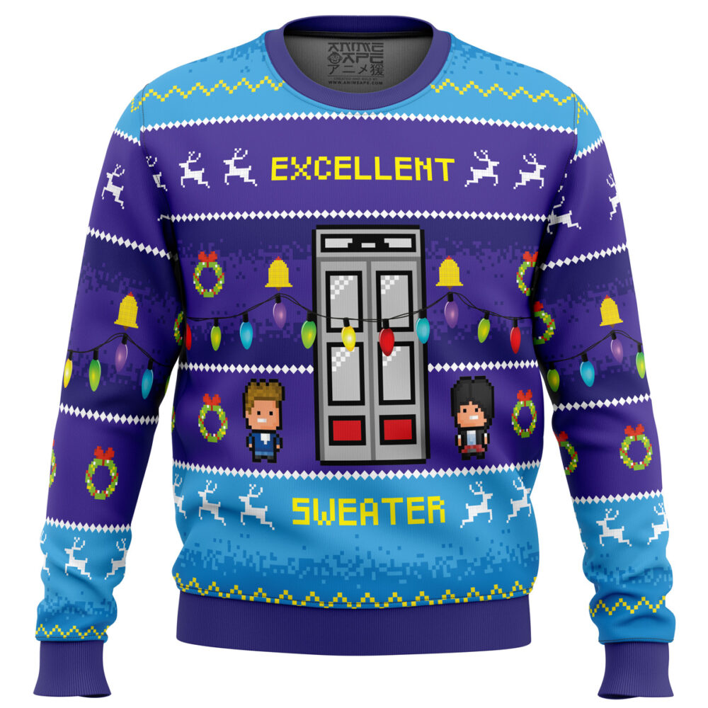 Excellent Sweater! Bill and Ted Ugly Christmas Sweater - Holiday Jumper Sweatshirt - Narides