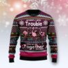 Flamingo Trouble Christmas Christmas Awesome Ugly Sweater - Narides