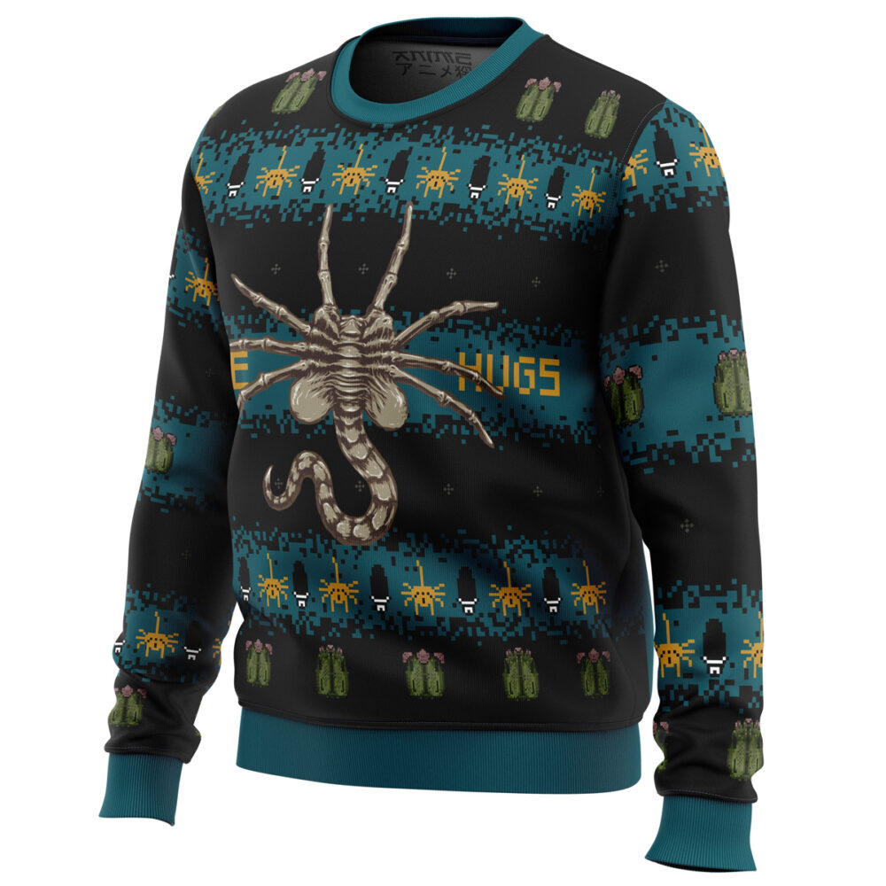 Free Hugs Alien Facehugger Ugly Christmas Sweater - Holiday Jumper Sweatshirt - Narides