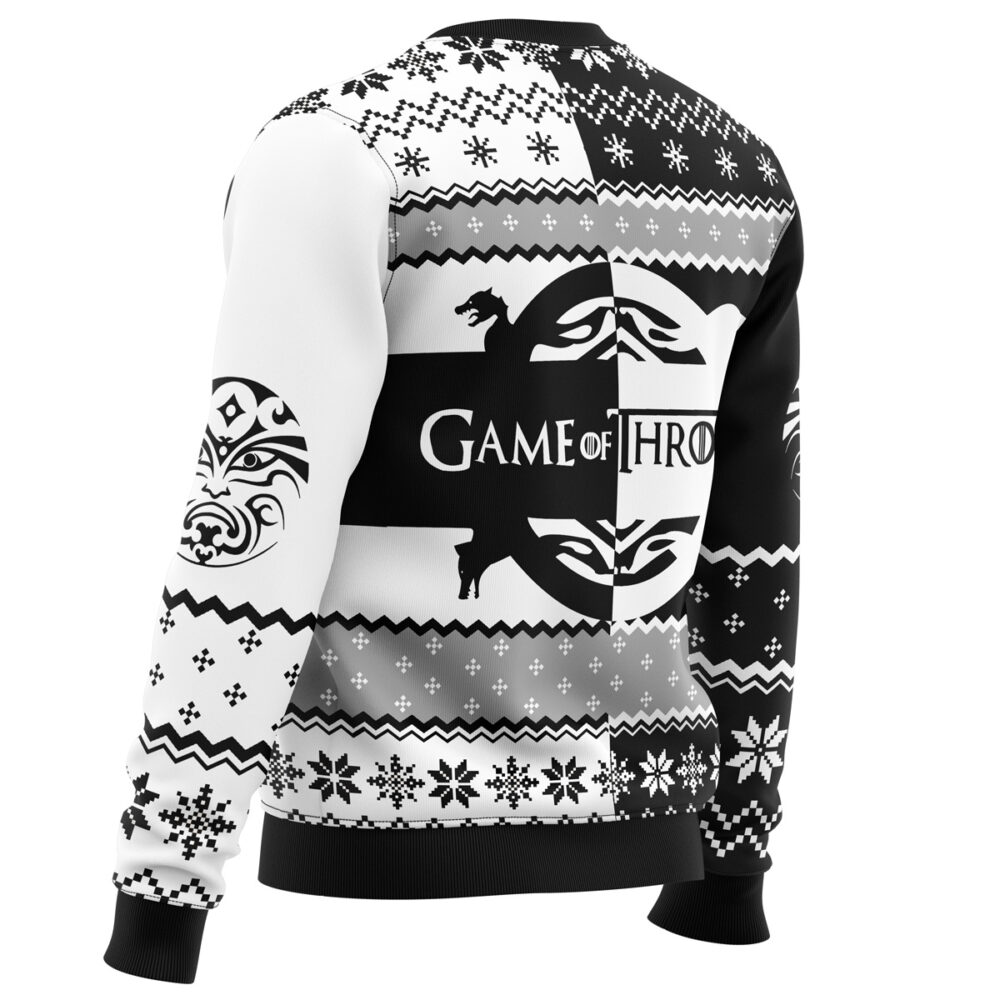 Game of Thrones House Black and White Ugly Christmas Sweater - Holiday Jumper Sweatshirt - Narides