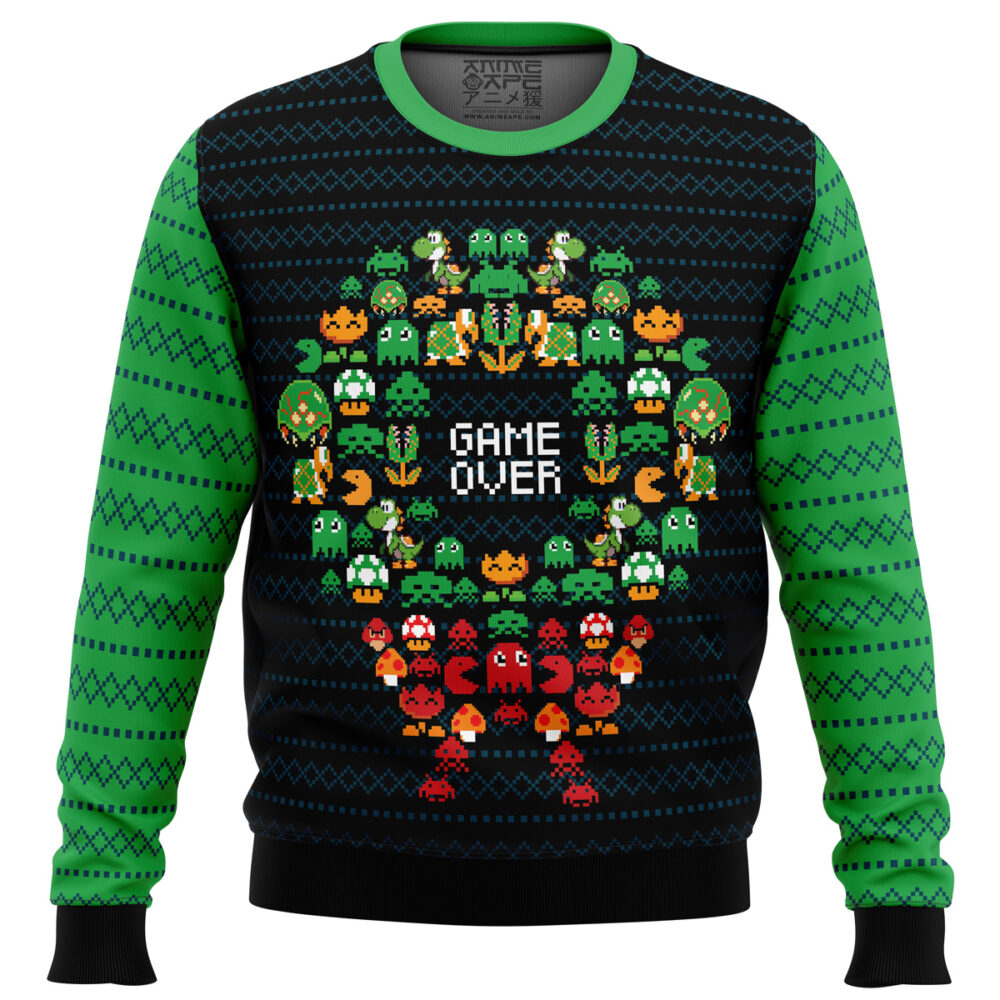 Game Over Nintendo Ugly Christmas Sweater - Holiday Jumper Sweatshirt - Narides