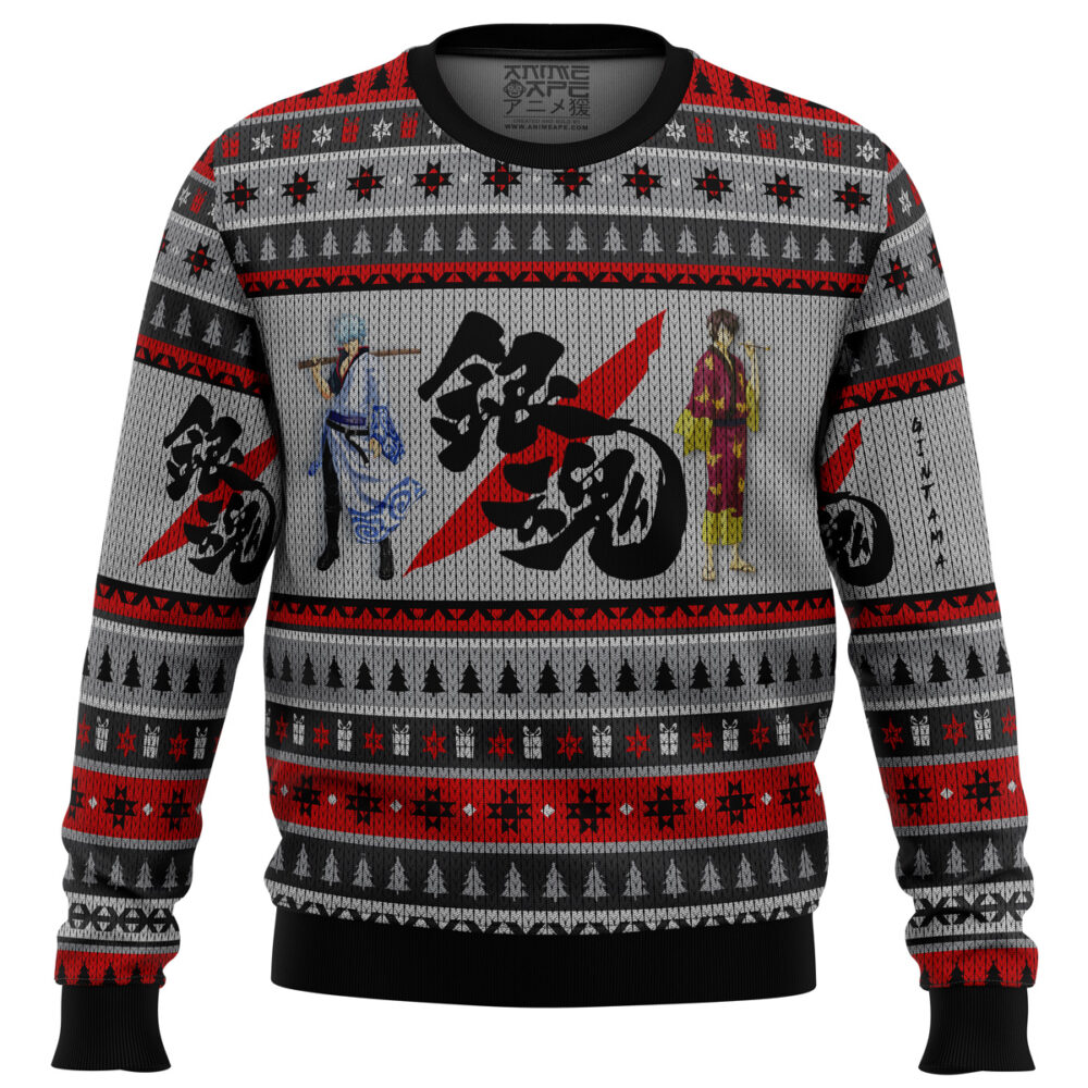 Gintama Shinsuke and Gintoki Ugly Christmas Sweater - Holiday Jumper Sweatshirt - Narides