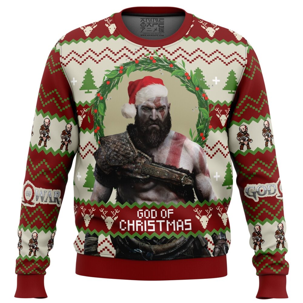 God of Christmas God of War Ugly Christmas Sweater - Holiday Jumper Sweatshirt - Narides