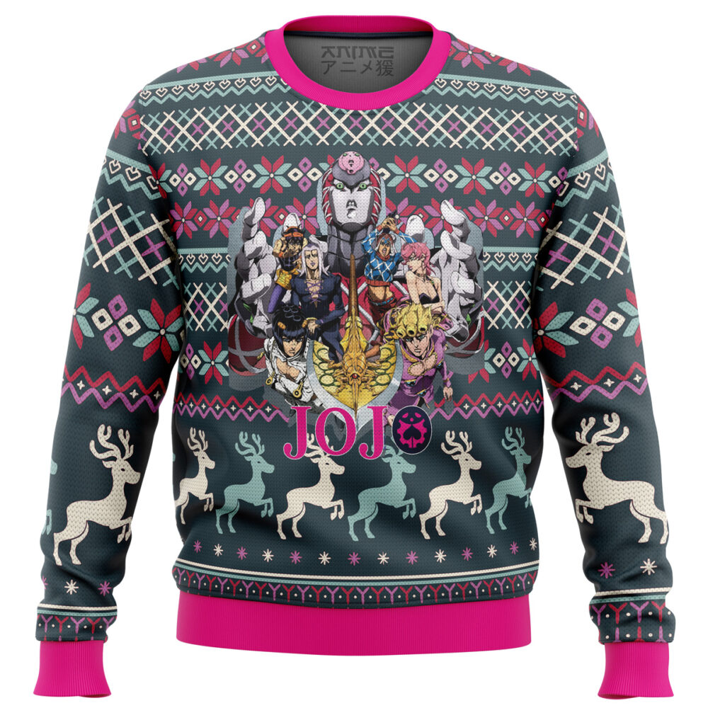 Golden Wind Jojo's Bizarre Adventure Ugly Christmas Sweater - Holiday Jumper Sweatshirt - Narides