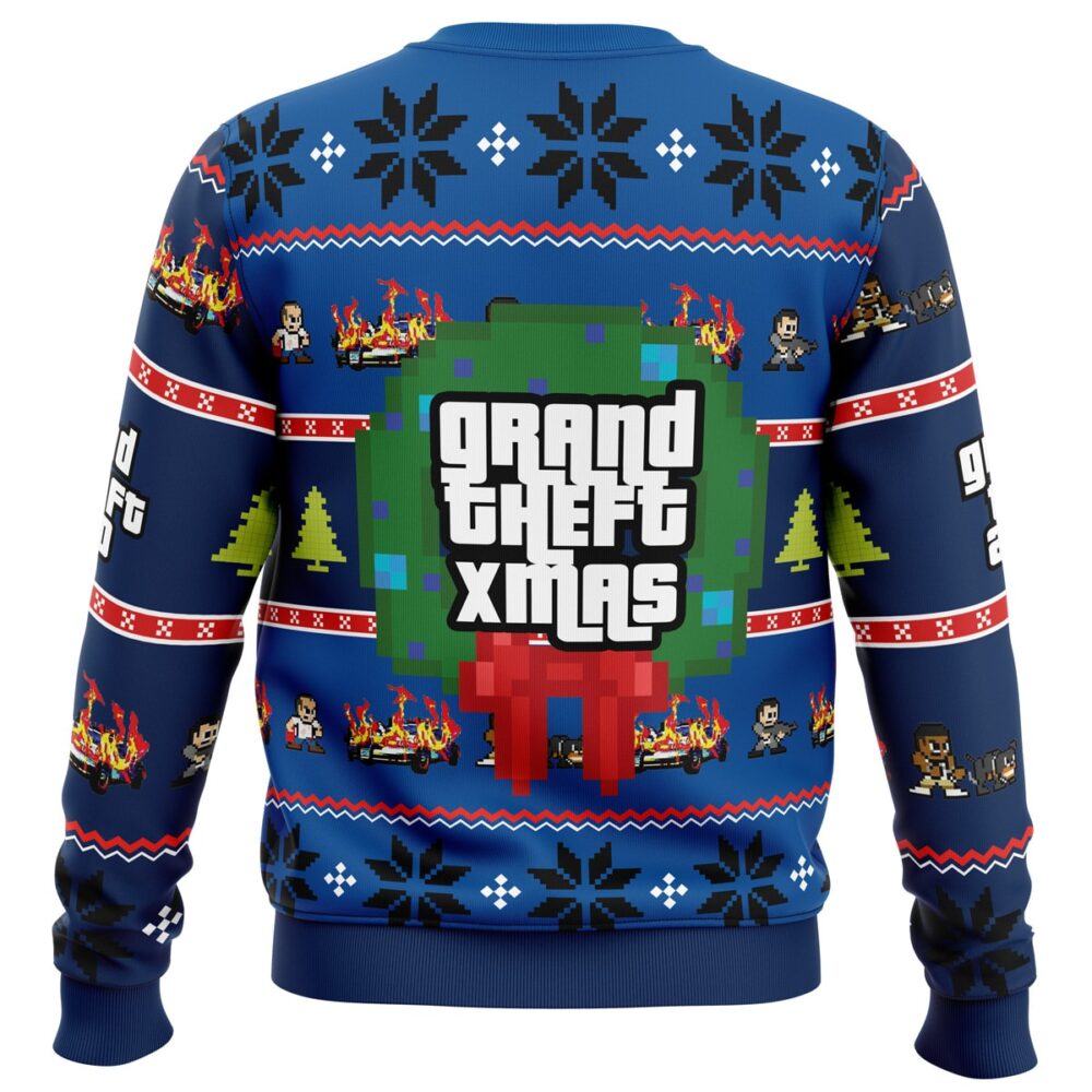 Grand Theft Xmas GTA Grand Theft Auto Ugly Christmas Sweater - Holiday Jumper Sweatshirt - Narides