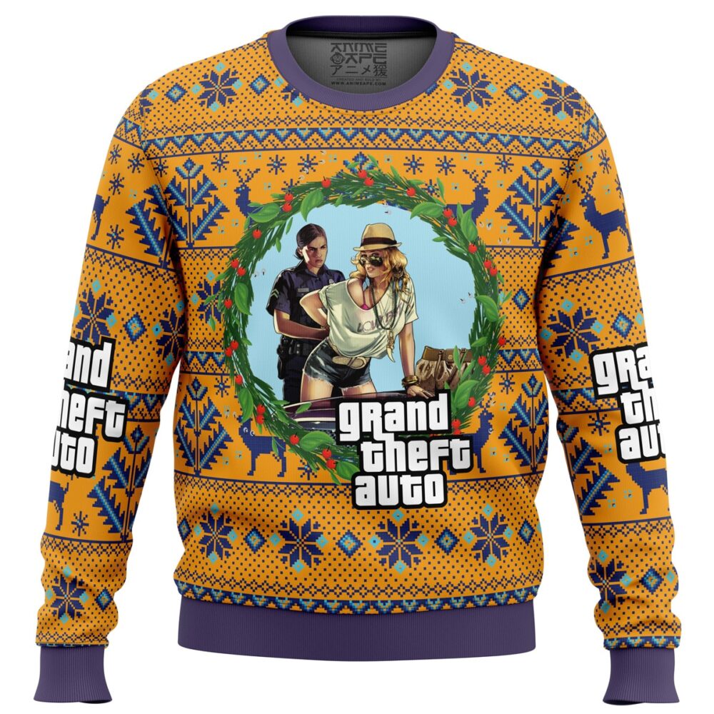 GTA Grand Theft Auto Ugly Christmas Sweater - Holiday Jumper Sweatshirt - Narides