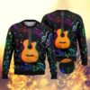 Guitar Colorful Music Symbols Christmas Awesome Ugly Sweater - Narides