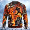 Guitar Skull Fire So Hot Christmas Ugly Sweater - Narides