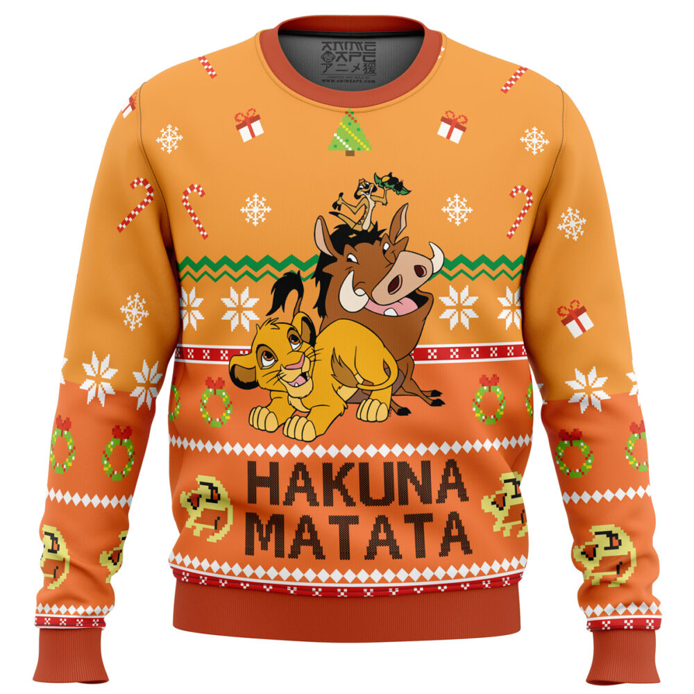 Hakuna Matata Ugly Christmas Sweater - Holiday Jumper Sweatshirt - Narides