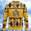 Harry Potter Hufflepuff Crest Yellow Womens Christmas Ugly Sweater - Narides