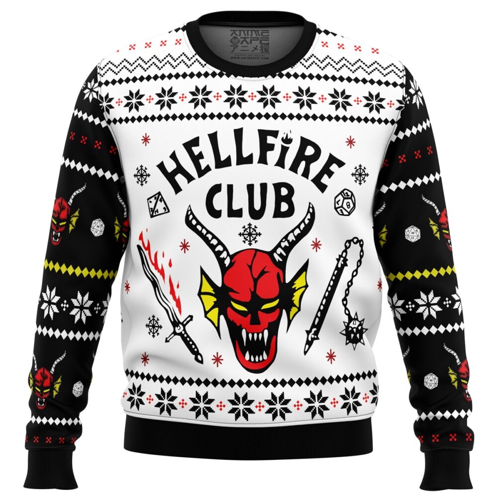 HellFire Club Stranger Things Ugly Christmas Sweater - Holiday Jumper Sweatshirt - Narides