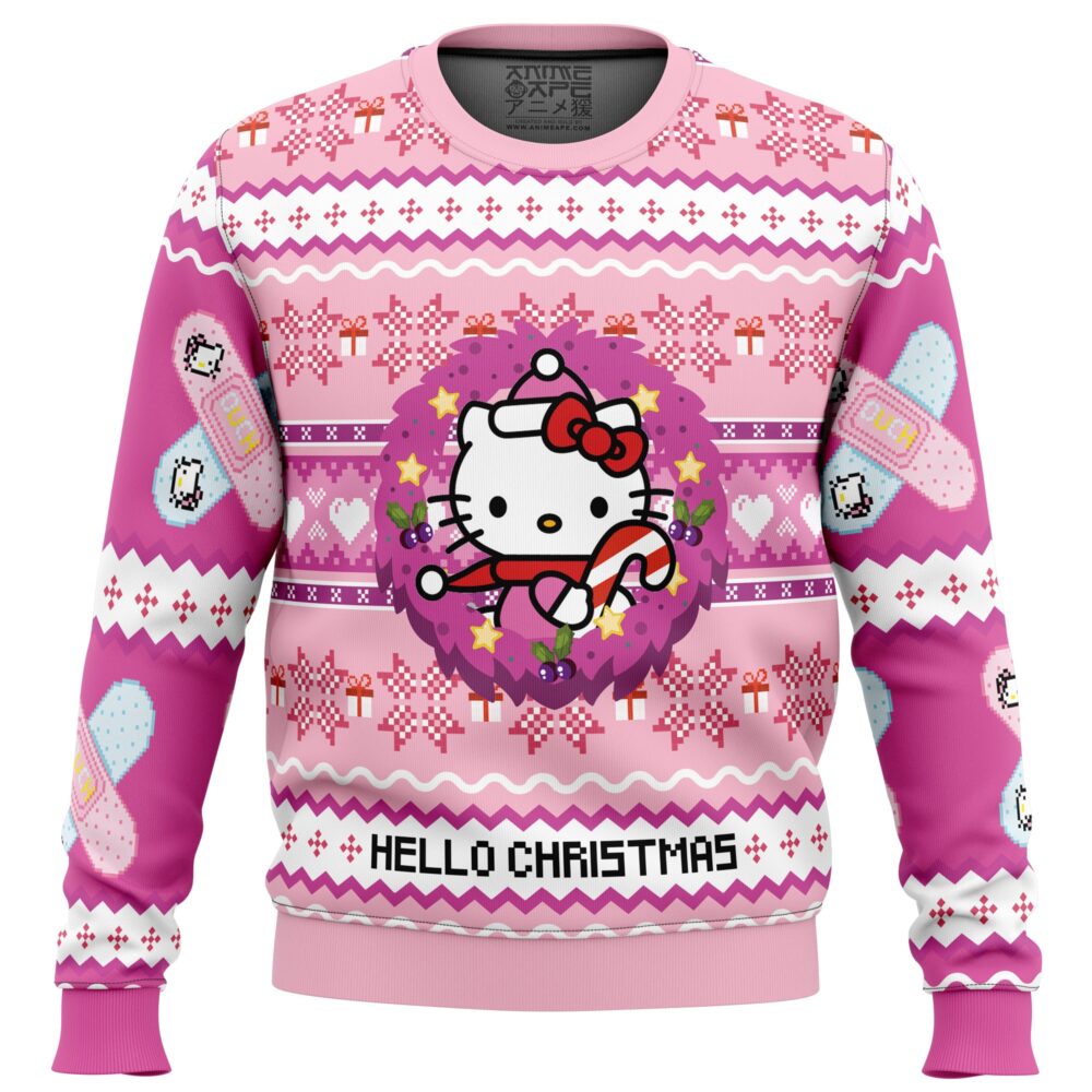 Hello Christmas Hello Kitty Ugly Christmas Sweater - Holiday Jumper Sweatshirt - Narides