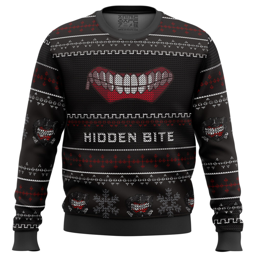 Hidden Bite Tokyo Ghoul Ugly Christmas Sweater - Holiday Jumper Sweatshirt - Narides