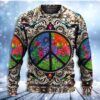 Hippie Peace Sign Galaxy Christmas Ugly Sweater - Narides