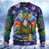 Hippie Peace Sign Old Man Smoking Weed Christmas Limited Ugly Sweater - Narides