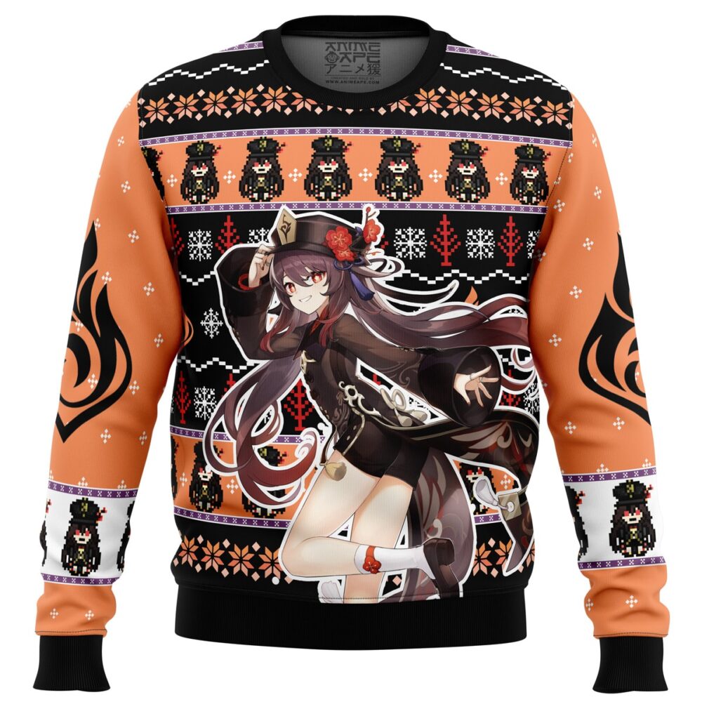 Hu Tao Genshin Impact Ugly Christmas Sweater - Holiday Jumper Sweatshirt - Narides