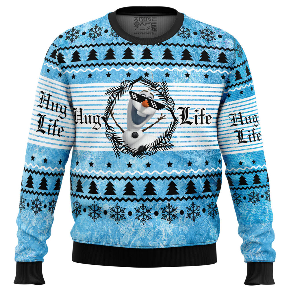 Hug Life Olaf Frozen Ugly Christmas Sweater - Holiday Jumper Sweatshirt - Narides