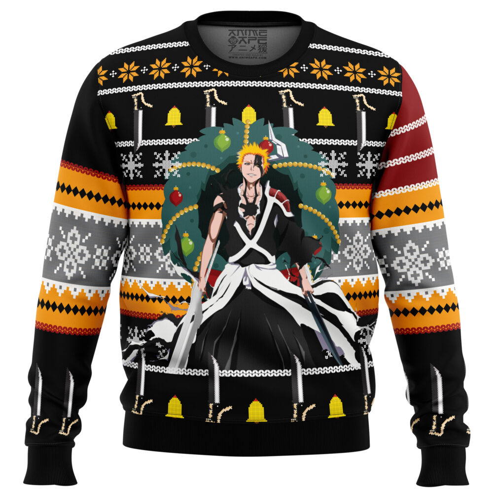 Ichigo True Bankai Bleach Ugly Christmas Sweater - Holiday Jumper Sweatshirt - Narides