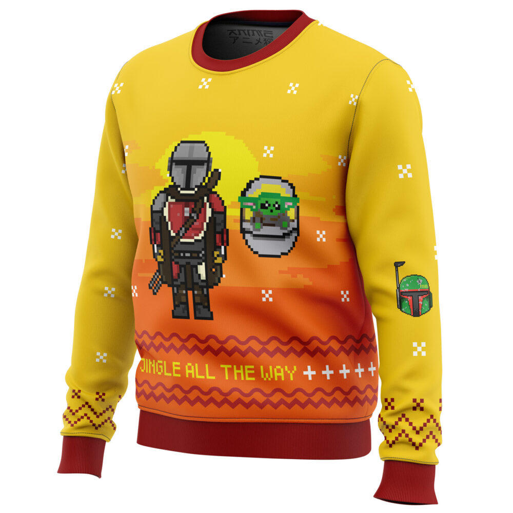 Jingle All The Way Mandalorian Ugly Christmas Sweater - Holiday Jumper Sweatshirt - Narides